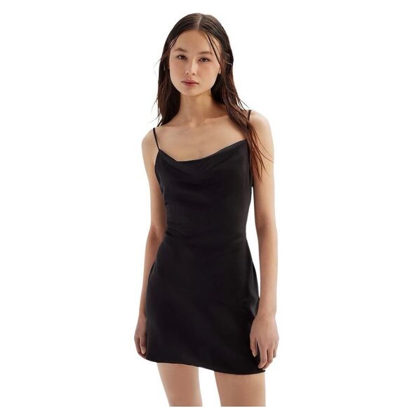 Urban Outfitters Dress Mallory Cowl Neck Dress Black Medium - Picture 1 of 6